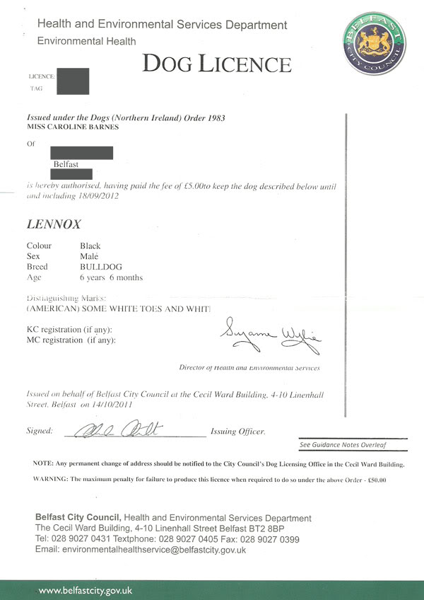 Current Licence Issued By Belfast City Council Current Licence Issued By Belfast City Council
